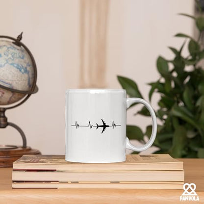 Airplane Heartbeat Pilot Gifts Aviation | Ceramic Coffee Mug | 11 OZ