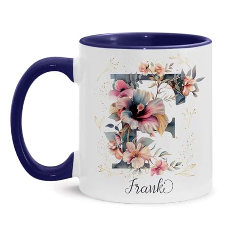 Letter F Themed Customized Floral Alphabet | Customised Coffee Mug | 11 OZ