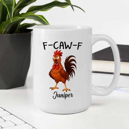 Personalized Caw-F Chicken Pun 11 Custom | Customised Coffee Mug | 11 OZ