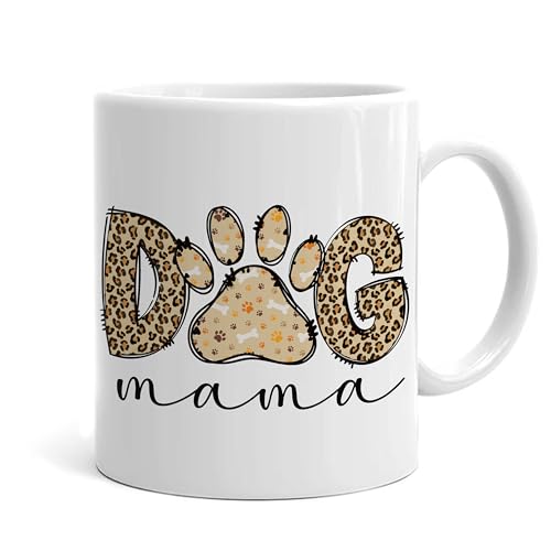 Leopard Print Dog Mama Creative Lover Gifts | Ceramic Coffee Mug | 11 OZ
