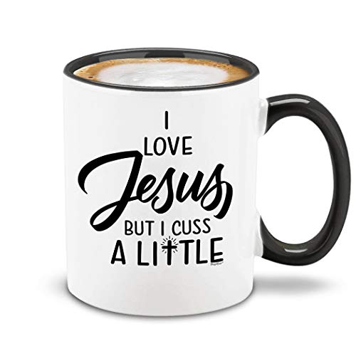 shop4ever I Love Jesus But Cuss A Little Funny | Ceramic Coffee Mug | 11 OZ