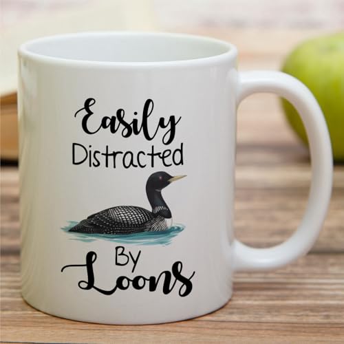 Funny for Loon Lover Easily Distracted By | Ceramic Coffee Mug | 11 OZ