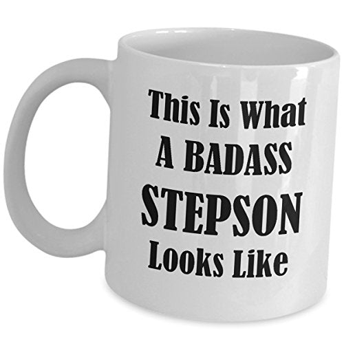 Stepson Gifts From Stepmom Stepdad What Badass | Ceramic Coffee Mug | 11 OZ