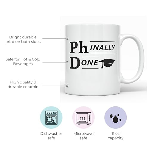 Phinally Done PhD Gifts for graduates Funny | Ceramic Coffee Mug | 11 OZ