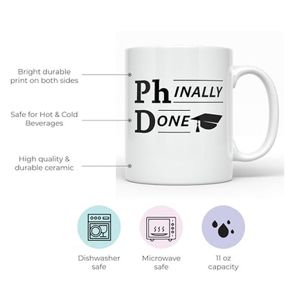 Phinally Done PhD Gifts for graduates Funny | Ceramic Coffee Mug | 11 OZ