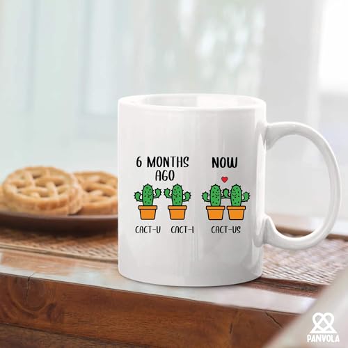 6 Month Anniversary Cactus Boyfriend Gifts | Ceramic Coffee Mug | 11 OZ