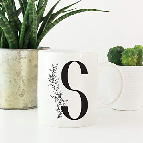 Gift Elegant Design Monogram Initial Letter S | Ceramic Coffee Mug | 11 OZ