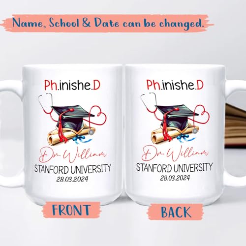 Personalized Graduation Phd Phinished | Customised Coffee Mug | 11 OZ