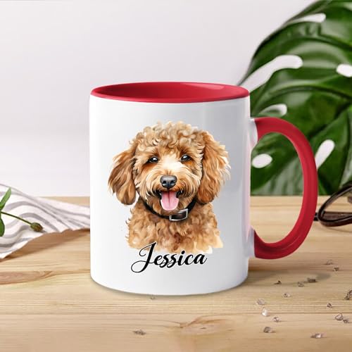 Personalized Name Brown Poodle Accent | Customised Coffee Mug | 11 OZ