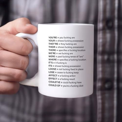 Expletive Grammar Funny Gifts Sarcastic | Ceramic Coffee Mug | 11 OZ