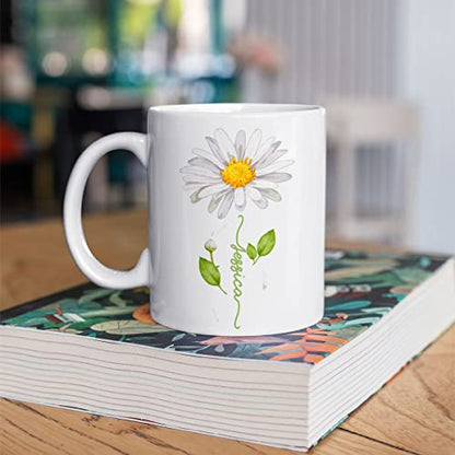 CUBICER Personalized Daisy Flower | Customised Coffee Mug | 11 OZ