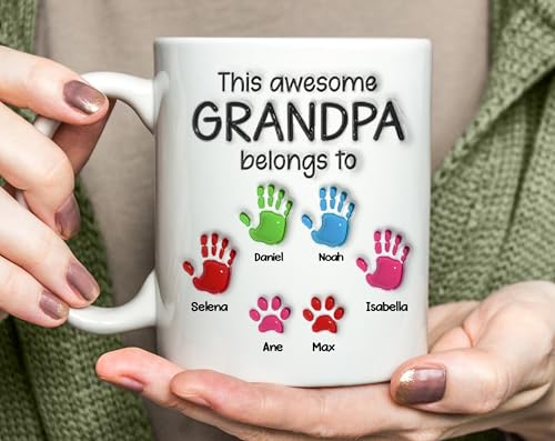 This Grandpa Dad Belongs To Kids Custom | Customised Coffee Mug | 11 OZ