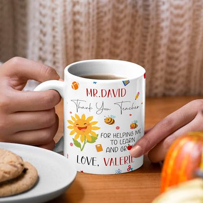 Personalized Name Teacher Thank You Gift | Customised Coffee Mug | 11 OZ