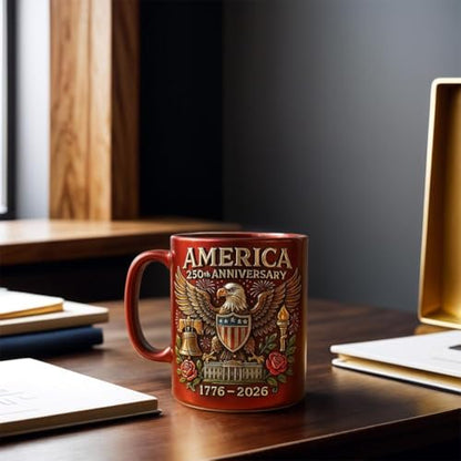 U S 250th Anniversary 1776-2026 Celebrates | Ceramic Coffee Mug | 11 OZ