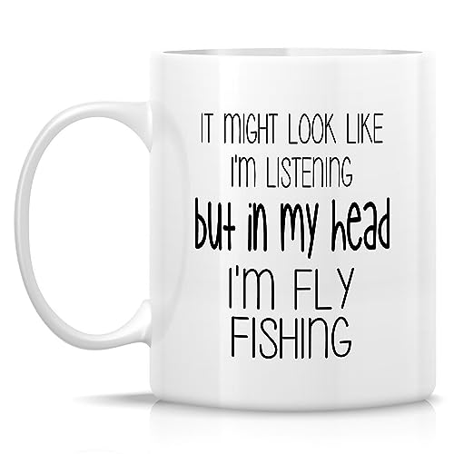 Funny Fly Fishing Gift In My Head I m | Ceramic Coffee Mug | 11 OZ