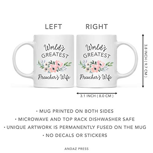 Gift for Women World s Greatest Preacher Wife | Ceramic Coffee Mug | 11 OZ