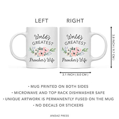 Gift for Women World s Greatest Preacher Wife | Ceramic Coffee Mug | 11 OZ