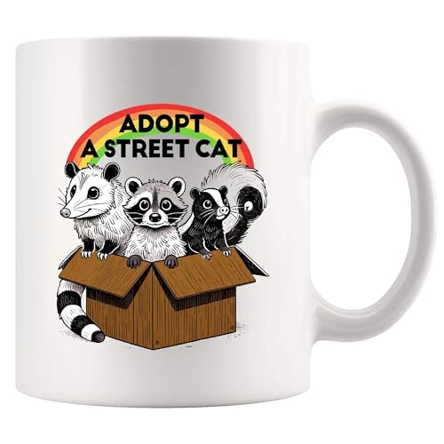 Adopt A Street Cat Funny Raccoon Lover Gifts | Ceramic Coffee Mug | 11 OZ