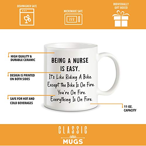 Being Nurse Is Easy Like Riding Bike Funny | Ceramic Coffee Mug | 11 OZ