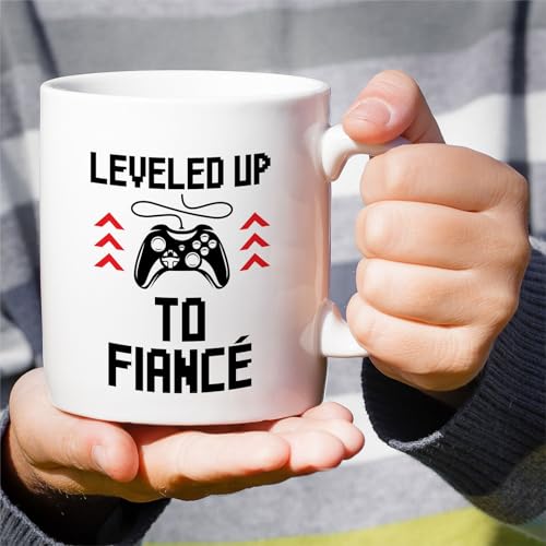 Funny Leveled Up to Fianc Humorous Engagement | Ceramic Coffee Mug | 11 OZ