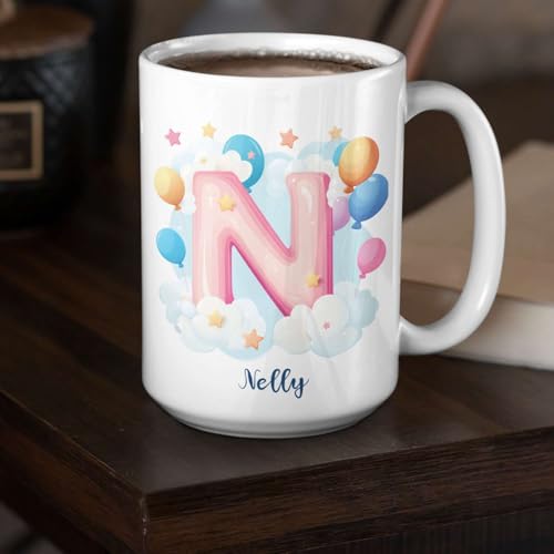 Initial N Decorative Custom Name Letter | Customised Coffee Mug | 11 OZ