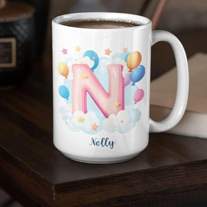 Initial N Decorative Custom Name Letter | Customised Coffee Mug | 11 OZ