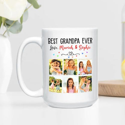 Best Grandpa Ever Personalized Add Photos | Customised Coffee Mug | 11 OZ