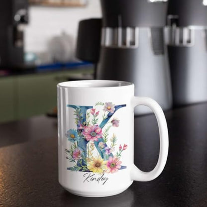 Personalized Name Monogrammed Accent Custom | Customised Coffee Mug | 11 OZ