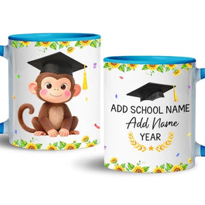 Personalized Happy Graduation Monkey with | Customised Coffee Mug | 11 OZ