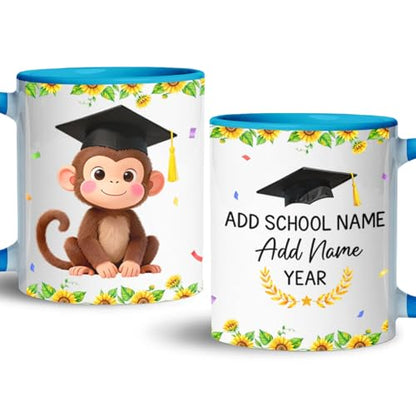 Personalized Happy Graduation Monkey with | Customised Coffee Mug | 11 OZ