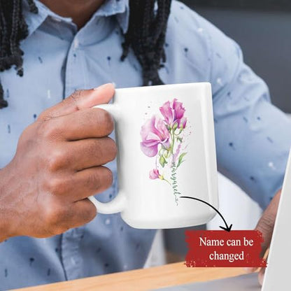 Personalized Name With Sweet Pea Customized | Customised Coffee Mug | 11 OZ