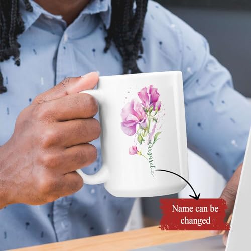 Personalized Name With Sweet Pea Customized | Customised Coffee Mug | 11 OZ
