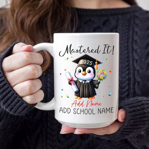 Personalized Penguin Graduate Gift for | Customised Coffee Mug | 11 OZ