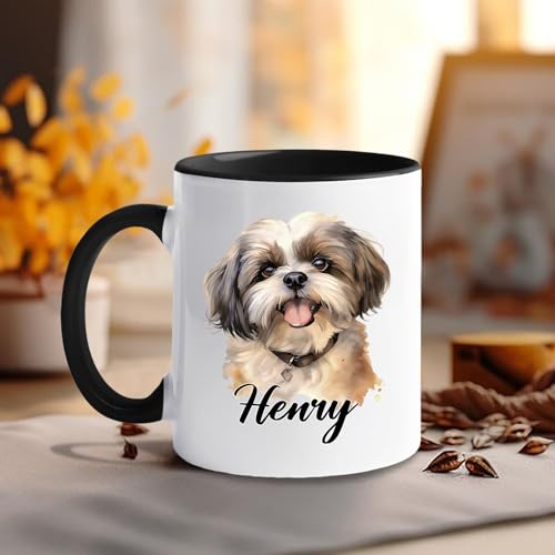 Shih Tzu Gifts Personalized Name Accent | Customised Coffee Mug | 11 OZ