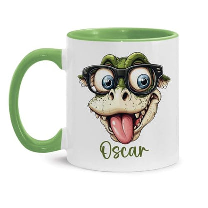 Personalized Name Cartoon Crocodile Novelty | Customised Coffee Mug | 11 OZ