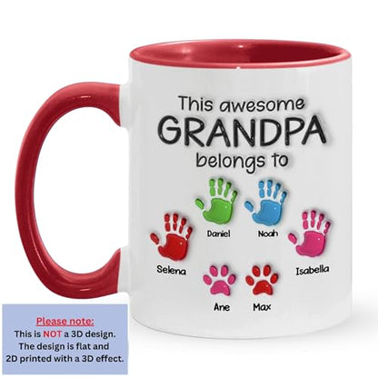 This Grandpa Dad Belongs To Kids Custom | Customised Coffee Mug | 11 OZ