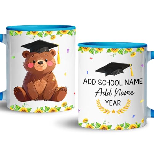 Personalized Brown Bear Graduation Accent | Customised Coffee Mug | 11 OZ