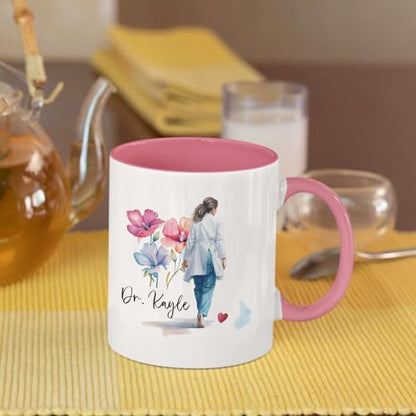 Unique Woman Doctor Customized Name And | Customised Coffee Mug | 11 OZ