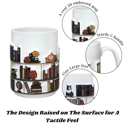 Full-Wrap Embossed 3D Book For Lovers Gifts | Ceramic Coffee Mug | 11 OZ