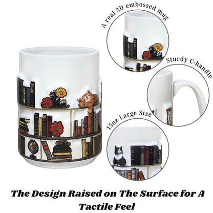 Full-Wrap Embossed 3D Book For Lovers Gifts | Ceramic Coffee Mug | 11 OZ