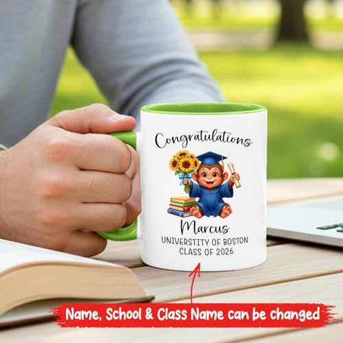 Monkey Graduation Personalized | Customised Coffee Mug | 11 OZ