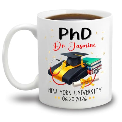 Personalized Congrats PhD Doctorate | Customised Coffee Mug | 11 OZ