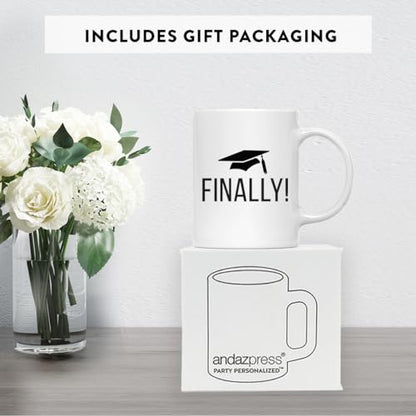 Graduation Gift Finally Cap Graphic 1-Pack | Ceramic Coffee Mug | 11 OZ