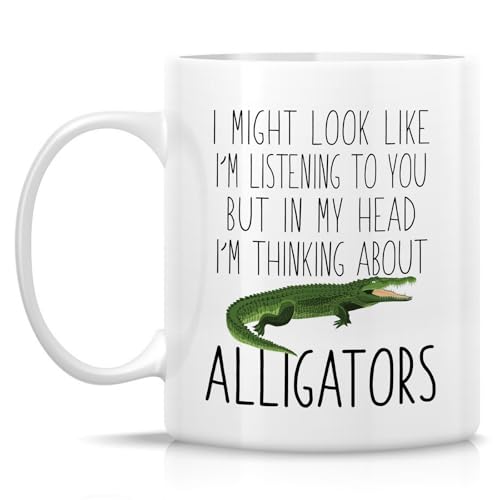 Funny Alligator Lover Thinking About | Ceramic Coffee Mug | 11 OZ