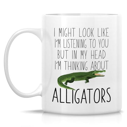 Funny Alligator Lover Thinking About | Ceramic Coffee Mug | 11 OZ