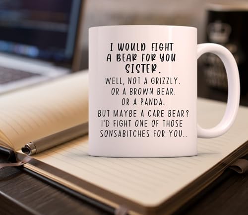 Fight Bear For Sister Funny Gift Sisters In | Ceramic Coffee Mug | 11 OZ