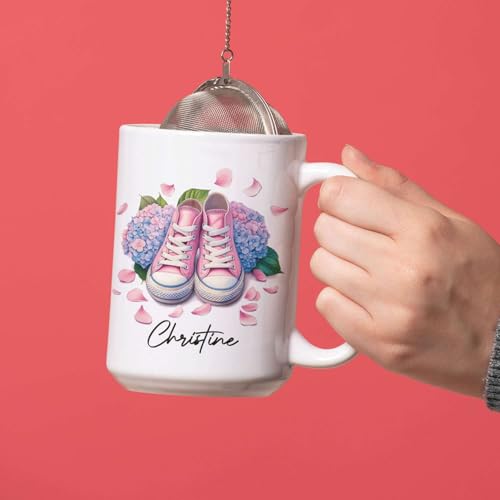 Hydrangea And Shoes Design Custom Name Gift | Customised Coffee Mug | 11 OZ
