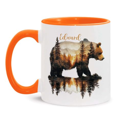Bear And Mountains Personalized Name Custom | Customised Coffee Mug | 11 OZ
