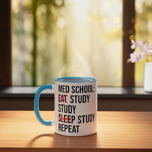 Med School Eat Study Sleep Repeat Funny | Ceramic Coffee Mug | 11 OZ