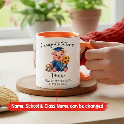 Pig Graduation Accent Personalized | Customised Coffee Mug | 11 OZ